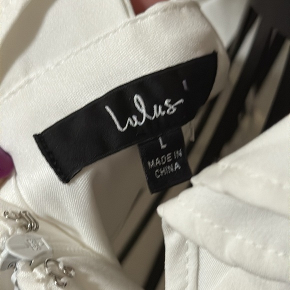 Lulu's White Ruffled V-Neck Mini Dress - Picture 7 of 8